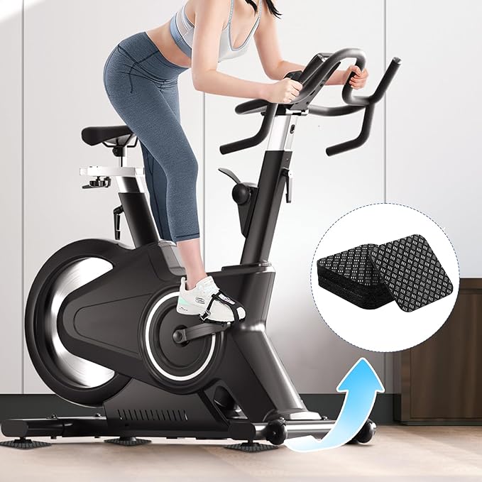 Treadmill Mat 6 Pcs, 4" x 4" x 0.2" Exercise Equipment Mat Non-Slip Anti Vibration High Density Silicone for Carpet Floors, Hardwood, Concrete Floors and More (Square Shape)