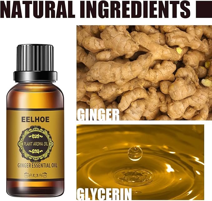 2 Pcs Belly Drainage Ginger Oil, Promote Blood Circulation Metabolism SPA Lymphatic Drainage Massage Oil. 60ML