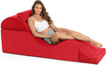 Avana Kami Convertible Chaise/Bed Bench for Yoga & Massage - 2-in-1 End of Bed Ottoman with Concealed Fold Out Yoga Lounge Chair, 22" Wide, Microvelvet Red