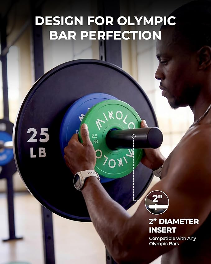 Mikolo Change Weight Plates 1.25LB 2.5LB 5LB Set Fractional Plates Set Bumper Plates for Cross Training Fit 2 Inch Barbells Strength Training Weight Plates