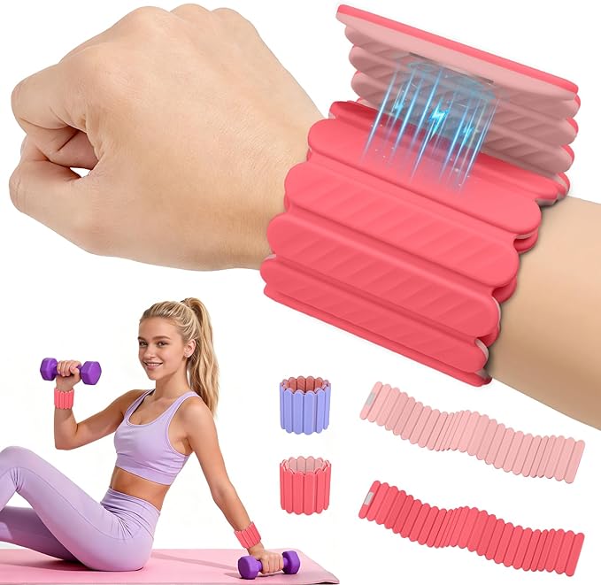 Abahub Wearable Wrist & Ankle Weights Set of 2, Stackable Magnetic Weighted Bracelet for Women, Waterproof Silicone Arm Leg Weights for Home Gym Workout, Running, Yoga & Pilates