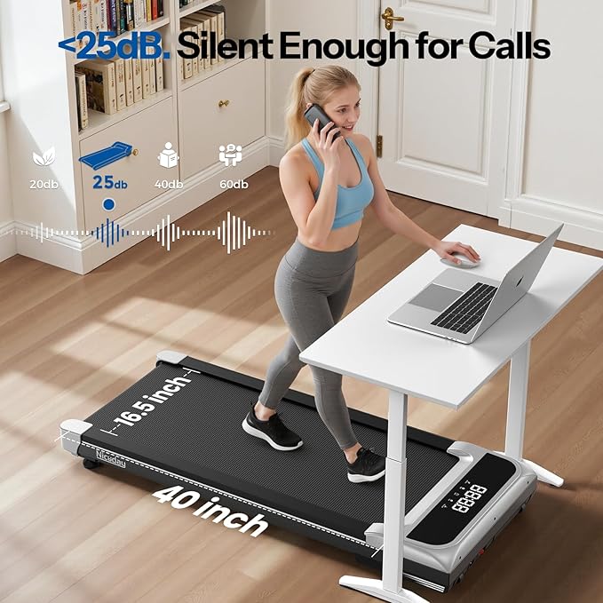 Niceday Walking Pad Treadmill with 10% Auto Incline, 400lbs Capacity, Under Desk Treadmill for Home Office, 16.5" Widened Running Belt, 3HP Super Quiet Brushless, Magnetic Remote & Preset Goals