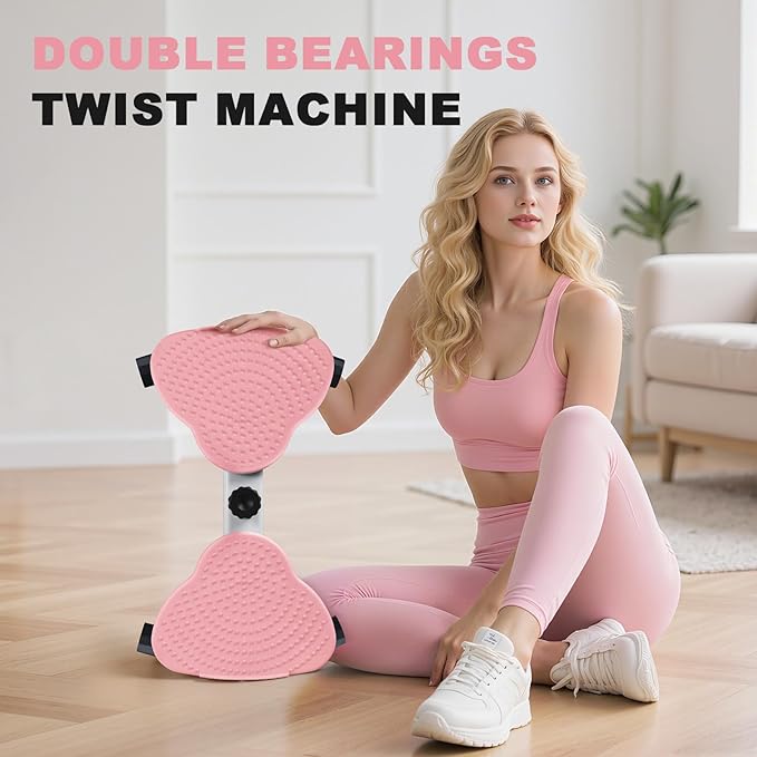 Waist Twister Machine, Ab Twister Board with Resistance Bands - 300 lbs Capacity Home Exercise Equipment for Belly Fat, Core Workout - Noiseless & Anti-Slip for Women/Men