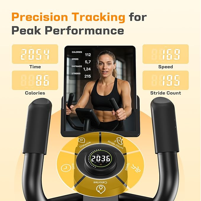 OWLSKY Elliptical Exercise Machine, Elliptical Machine for Home,16 Resistance Levels,300LBS,LCD Monitor,Device Holder