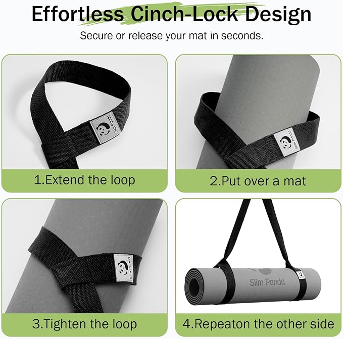 Slim Panda Yoga Mat Straps for Carrying, Adjustable Yoga Mat Carrier Sling Fits All Mats(Mat Not Included)