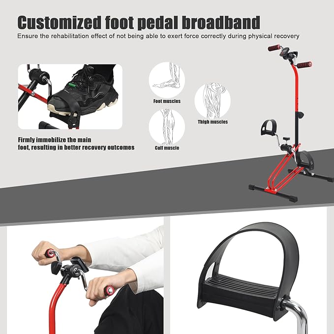 Pedal Exerciser Bike for Physical Therapy,Hand Arm Leg Knee Peddler,Adjustable Knee Bike for Seniors,Rehabilitation Machine Elderly Home Exercise Bikes for Total Body, with Gift Box & Monitor