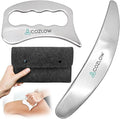 COZLOW 2-in-1 Muscle Scraper Tool Set - Skin Scraping Massage Tools for IASTM Therapy - Deep Tissue Gua Sha for Soft Tissue Mobilization, Fascia & Myofascial Release - Stainless Steel Metal Blades