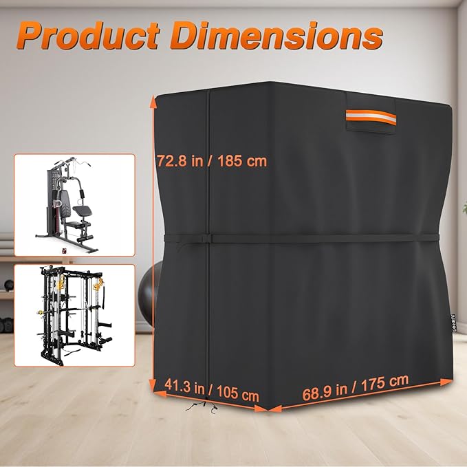 Protective Cover for Home Gym Set, Gym Rack Cover with Zipper Waterproof Dustproof UV Protection for Gym Station/Home Exercise Equipment Set Indoor or Outdoor 41.3" x 68.9" x 72.8"