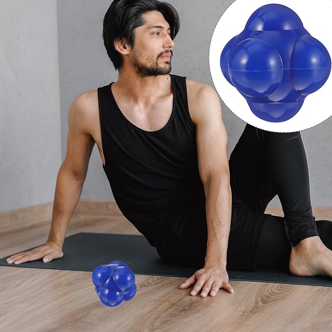 Agile Training Ball Hexagonal Silicone Reflex Reaction Ball 68mm Large Blue for Indoor Fitness Speed Goalkeeper Training