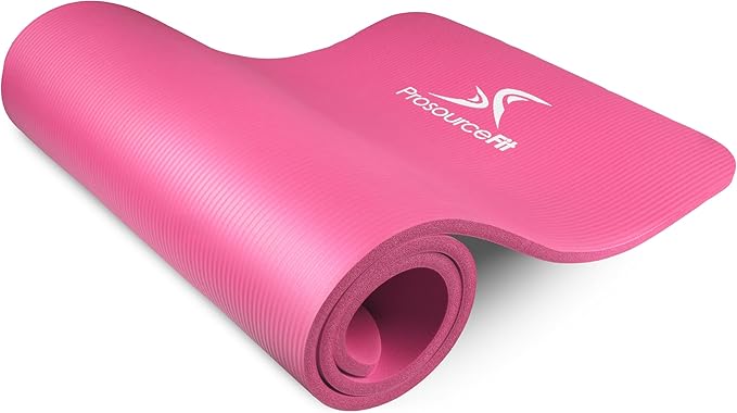 ProsourceFit Extra Thick Yoga and Pilates Mat ½” (13mm) or 1" (25mm), 71-inch Long High Density Exercise Mat with Comfort Foam and Carrying Strap