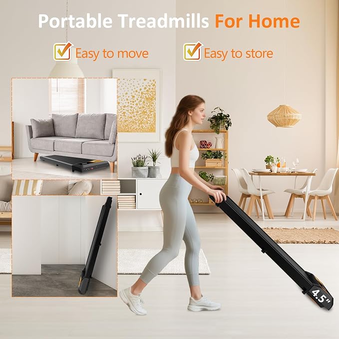 2.5HP Walking Mat with Incline pad,Under Desk Treadmill, Walking Running Pad with Remote, 3 in 1 Low Noise Small Mini Portable Treadmill with Led Screen, Compact Treadmills for Home, 265lbs Capacity
