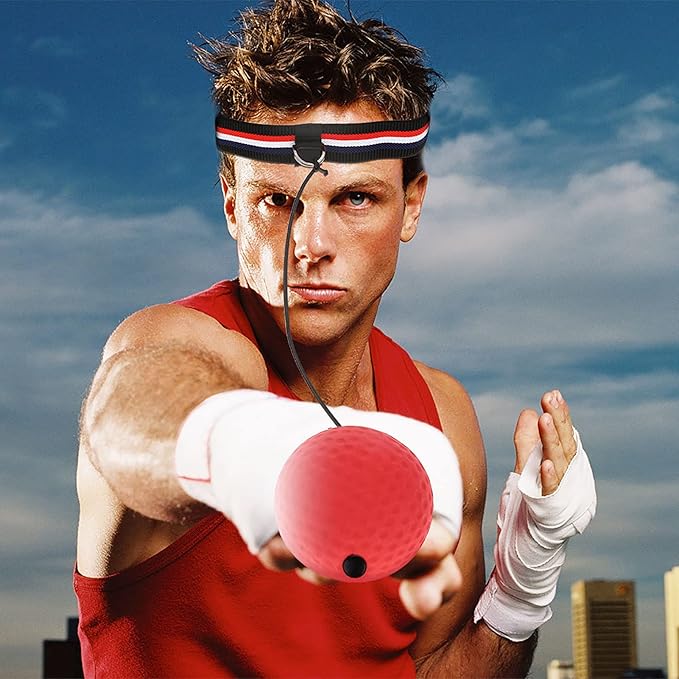Boxing Reaction Punching Ball for Adults, Ball Headband for Reflex Training, Boxing Reflex Balls Set, Multi Functional Boxings Training Balls for Muay Karate (E305-H04)