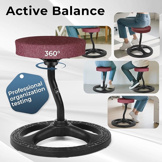 ADHD Chair for Kids, Yoga Chairs for Adults, Wobble Stool Active Flexible Seating Desk Chair with Non-Slip Base and Washable Seat Cover for Stability, Balance, Yoga, Office, School, Classroom