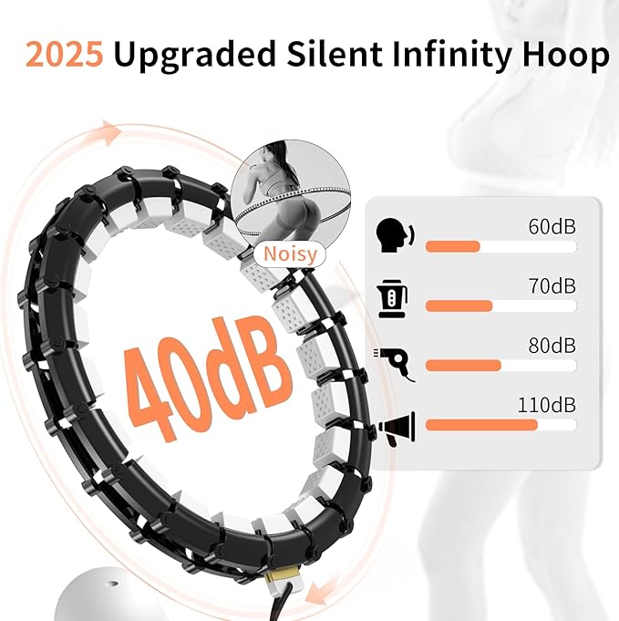 Smart Queen 24 Detachable Knots Quiet Hoop, Weighted Infinity Hula Fit Hoop for Adults Weight Loss, Great for Women and Beginners