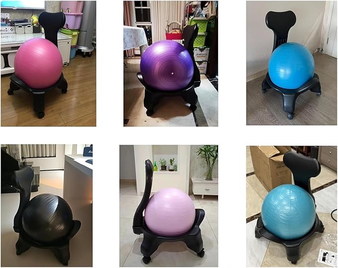 Yoga Ball Chair,Yoga Ball，Exercise Ball, Yoga Ball Chair Ergonomic Exercise Ball Chair Purple Yoga Ball Chair with Wheels Ball & Foot Pump Sitting Balls for Teenagers Adults