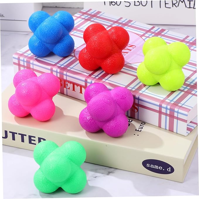 6 Pcs Hexagonal Reaction Balls for Fitness Training High Difficulty Agility Balls with Strong Durability for Hand Eye Coordination Goalkeeper Exercise and Sports Reaction Skills
