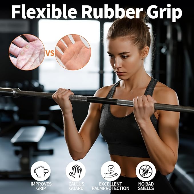 Gym Grips for Men and Women, Non-Slip Rubber Grips for Deadlifts, Rows and Pull-ups, Protect Palms Suitable, Rypt Grip and Lifting Grips. Black