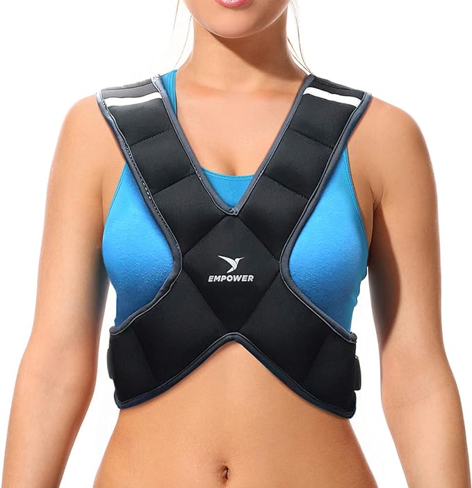 EMPOWER Weighted Vest for Women with Reflective Strips – Fixed 8lbs, Adjustable 4-10lbs (4 in1) or Adjustable10-16lbs (4 in 1), Strengthen Muscles, Boost Bone Health, and Burn More Calories for Workout - Rucking Vest