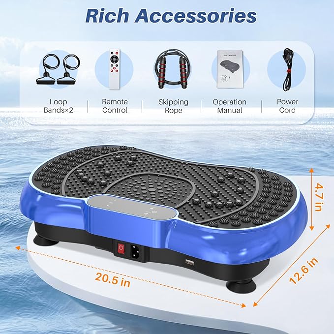 Bigzzia Vibration Plate Exercise Machine for Weight Loss – 100-Speed Platform with Remote & Resistance Bands, 450 lbs Capacity – Quiet Full Body Workout for Lymphatic Drainage at Home