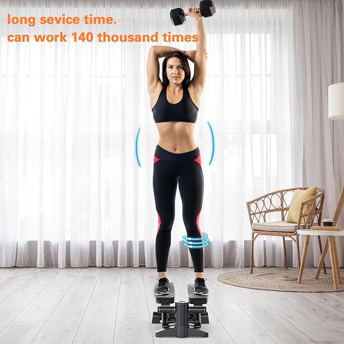 Mini Stepper Exercise Machine Under Desk, Stepper Machine 300LB Weight Limit,Mini at Home Stair Stepper No Nise,2 MM Thickness Steel Step Machine for Exercise at Home Hydraulic