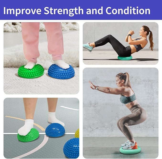 Wobble Cushion Set for Sensory Kids and Balance Training - Disc Plus 4 Pods, Board With Pump, Inflatable Stepping Pads for Adults