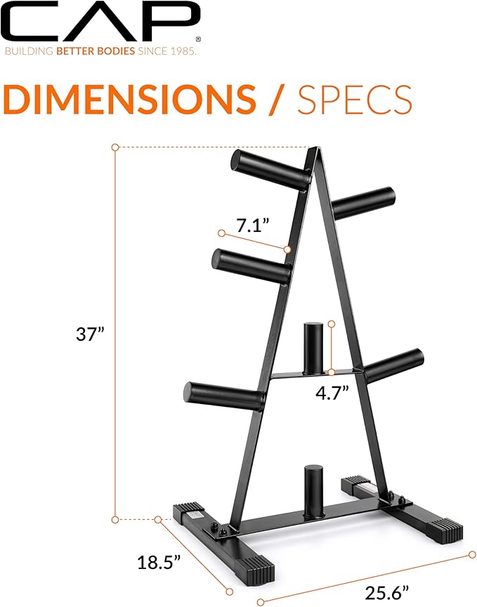 CAP A-Frame Olympic Plate Rack – Heavy-Duty 2-Inch Weight Plate Tree and Storage - 5 and 7 post options
