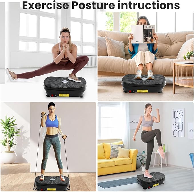 Vibration Plate Exercise Machine, 9 Preset Modes & 99-Level Full Body Workout Vibrating Plate for Lymphatic Drainage Weight Loss, 400lbs Capacity Shake Fitness Platform with Resistance Bands