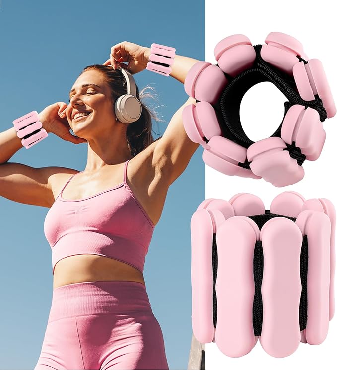 Wrist Ankle Weights for Women Men, Leg Arm Wrist Weights Bangles 1lb*2 2lb*2 Wearable Weights Pilates Weighted Bracelet for Strength Training Walking Swimming Yoga Physical Therapy