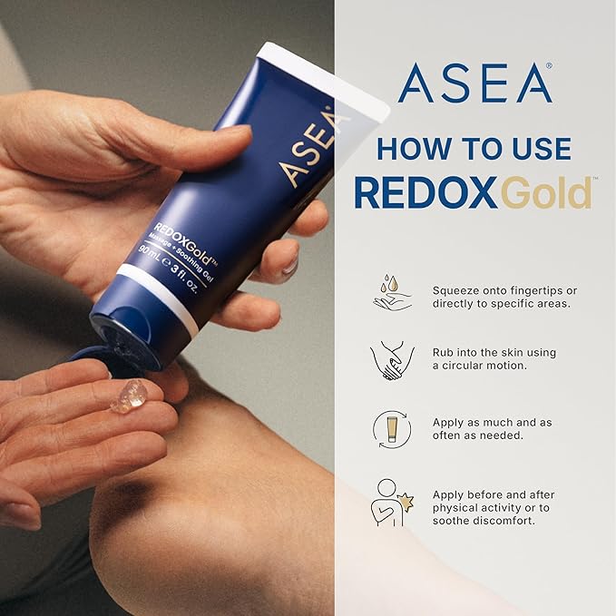 ASEA - REDOXGold - Fast-Acting Gel for Soothing Support & Recovery - with Redox Molecules & Gold Catalyst - Push Limits with Cell Signaling - 90 ml