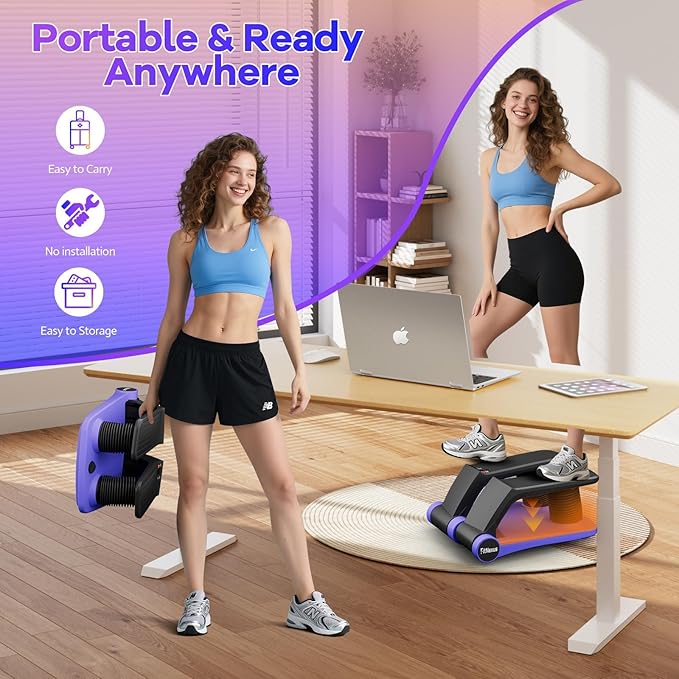 Air Compression Resistance Stepper – Adjustable Mini Stair Climber for Home Cardio Workout, Portable Stepper Machine with LCD Display, 5-Level Adjustable Resistance, Non-Slip Pedals - Batt. not incl.