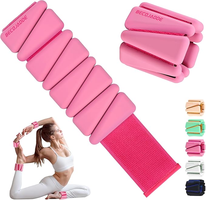 Ankle Weights for Women Wrist Weights Set of 2 (1 lb/2 lb Each) Adjustable Arm Leg Weight for Womens Men Suitable for Walking Swimming Running Pilates Yoga Gym