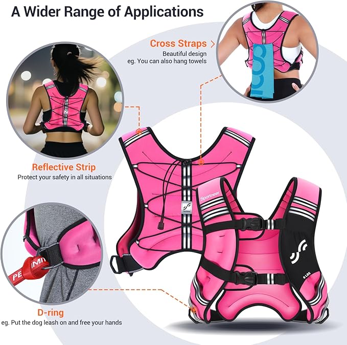 Sportneer Weighted Vest Woman: 8lb/12lb/15lb/20lb/25lb Weight Vest for Walking with Phone Bag, Adjustable Women Weighted Vest for Running Rucking Vest for Jogging Strength Training Weight Loss
