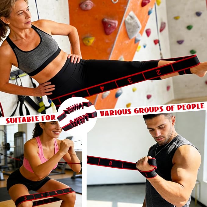 2PCS Fitness Resistance Band for Stretching and Yoga, Number Stretch Resistance Band with Clear Markings, 8-Section Elastic Training Bands for Full Body Stretching Shaping