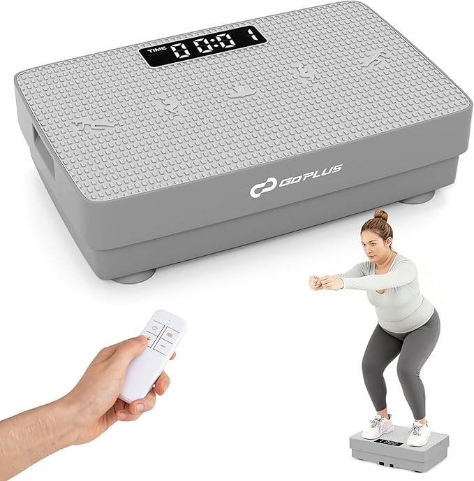 Goplus Vibration Plate Exercise Machine, Vibrating Platform for Lymphatic Drainage w/Remote, LED Display, Home Workout Full Body Shake Board for Weight Loss