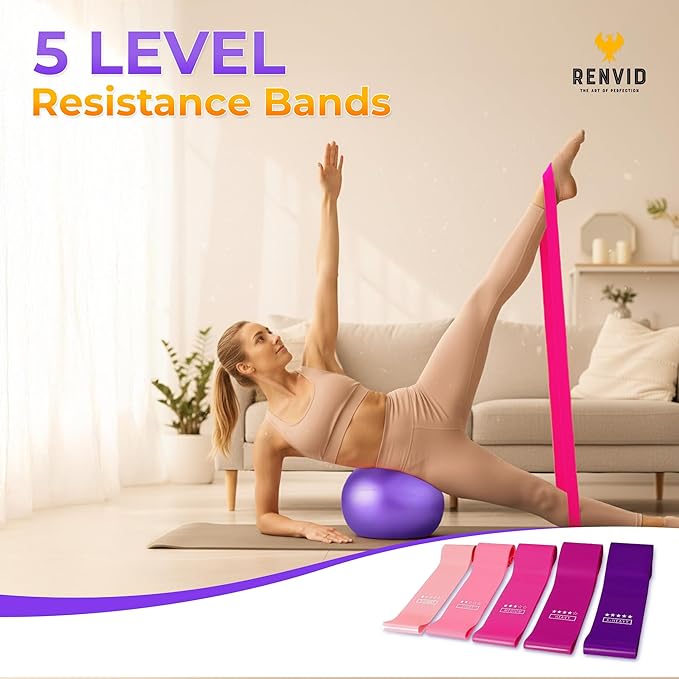Pilates Ball and Ring Set for Women - 14-Piece At Home Pilates Kit with 12-Inch Magic Circle, 5 Resistance Bands, Home Workout Equipment for Full Body Training (Pink)