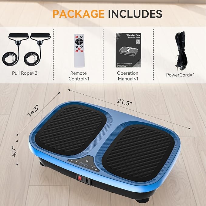 NEWBULIG Vibration Plate, Whole Body Workout Vibrating Platform with LED Touch Screen & Pull Ropes for Weight Loss & Muscle Toning, Home Gym Fitness Equipment with Remote Control for Women Men, Black