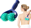 Handheld Spiky Massage Balls Rollers, 2 Wheel Spiky Massage Ball Rollers Silicone Manual Massage Roller with Handle Pressure Point Muscle Massage Tool for Foot Arm Body Neck Leg Pain Pressure Relief
