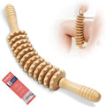 Wood Cellulite Massage Roller Wood Therapy Massage Tools Body Roller Fascia Blaster Lymphatic Drainage Massager for Legs Thighs Muscle Pain Relief(White 12-Wheel)