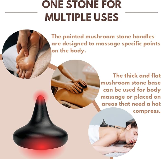 Hot Stones for Massage - Hot Rocks Mushroom Shaped Basalt Massage Stone for Home Spa Relaxing and Pain Relief