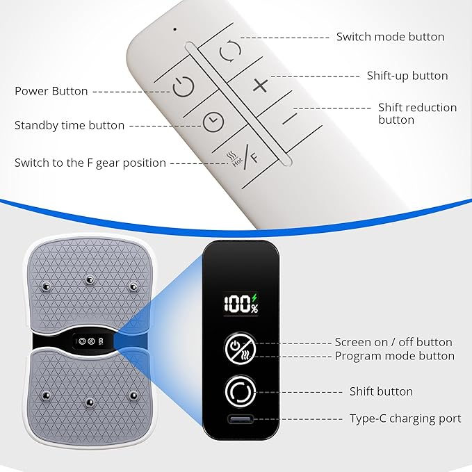 Mini Vibration Plate Machine, Leg Waist Workout Vibrating Plate Portable Quiet Percussion Massager for Legs, Waist, Back, Neck Vibration Massager,Buttocks Muscle Stiffness Relief