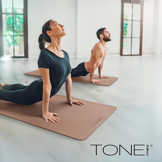 TONE Fitness Yoga Mat 1/4" Thick Non Slip Exercise & Pilates Mat for Home Workouts with Carrying Strap | Multiple Options