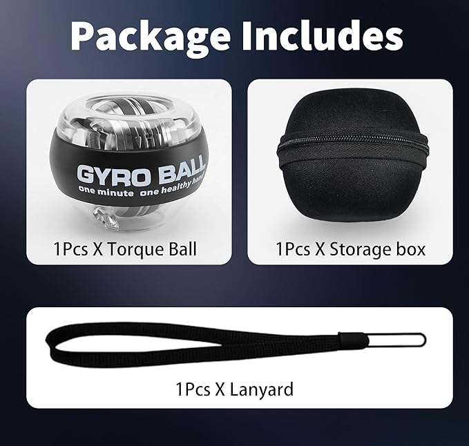 Wrist Ball Hand Exercise, Torque Ball Grip Strength Trainer, Gyro Ball with LED Lighting, Finger Forearm Grip Strength Devices
