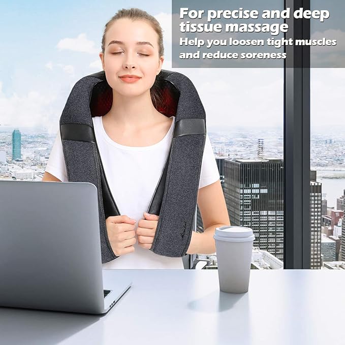 Mirakel Neck Massager for Pain Relief Deep Tissue, Shiatsu Shoulder & Back Massager with Heat, Electric Kneading Whole Body - Mothers Day Gifts for Mom, Wife, Women, Dad, Men, Ergonomic Design Massage