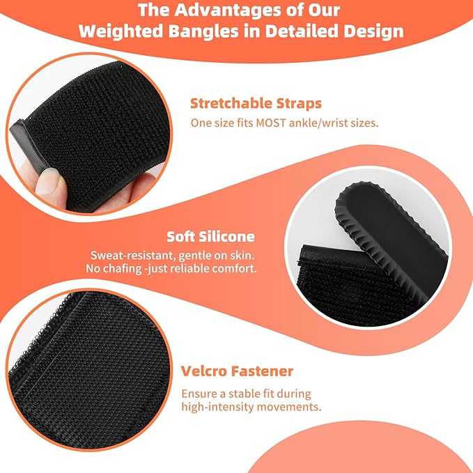 Wrist Weights, Silicone Adjustable Ankle Weights for Women Men - Strengthen Arms and Legs Ideal for for Home Gym Workout, Running, Yoga, Pilates, Barre, Exercise, Strength Training