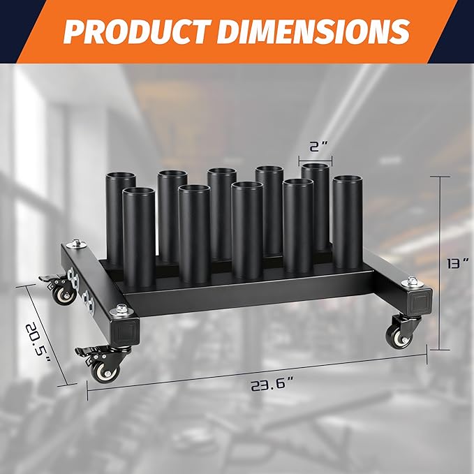 EVERYMATE Vertical Barbell Rack - Heavy-Duty Steel Organizer, Barbell Holder Floor Stand, Fits 2" Olympic Bars with Scratch-Resistant Inserts, Space-Saving for Home/Garage/Commercial Gym
