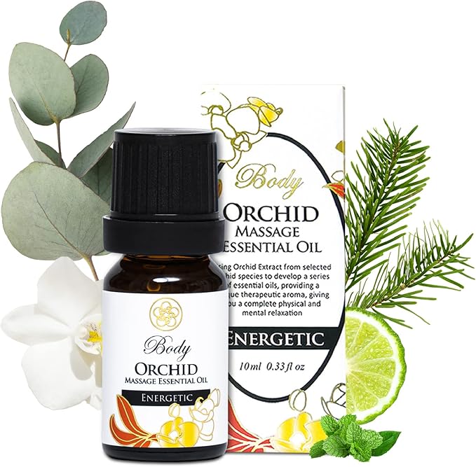 100% Organic Essential Oil Blend for Massage, Home Care, Aromatherapy, Natural Ingredients - Orchid, Bergamot, Pine Needle, Peppermint, 10ML