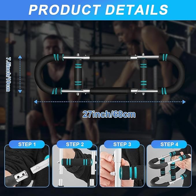 Chest Trainer for Men, Adjustable Chest Workout Equipment, Twister Arm Trainer Chest Workout Machine, Chest Exerciser Flex Bar, Upper Body Muscle Strength Training Device for Home Gym (U60-100lbs Kit)