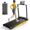 Portable Walking Pad with Handle Bar for Home & Office, 2 in 1 Folding Under Desk Treadmill with 8% Incline, 3.0HP Small Foldable Compact Treadmills Walking, 0-6.0MPH Electric Walking Machine, 265 LBS