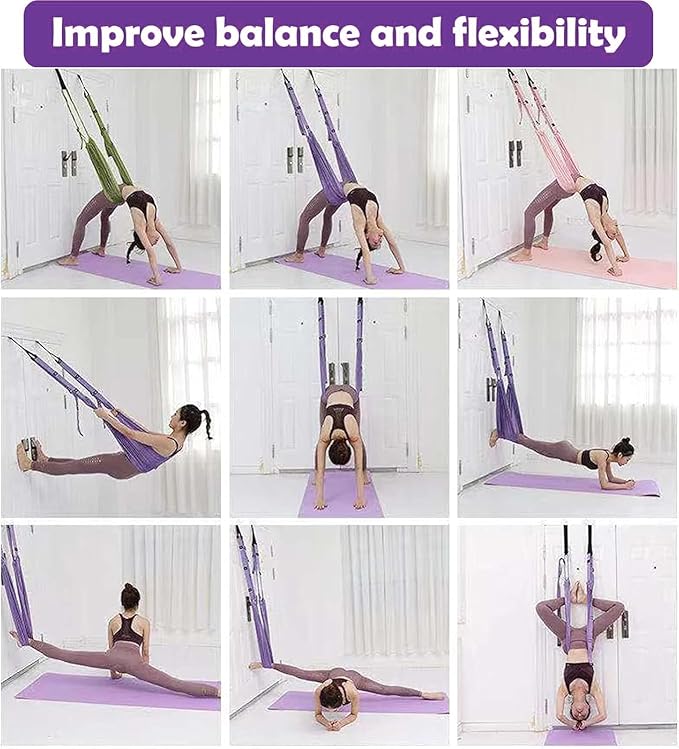 Leg Stretcher Strap - Yoga Stretching Strap,Yoga Door Swing,Backbend Training Rope with Door Anchor, Flexibility Trainer Stretching Equipment Assist Stretch Strap for Fitness Gymnastics Dance Aerial Ballet (purple)
