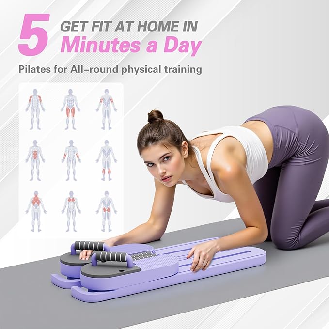 Pilates Board, Upgrad Pilates Reformer Machine, 6-in-1 Multifunction Abdominal Fitness Board for Home Workout Equipment, Portable Reformer Machine for Full Body Workout